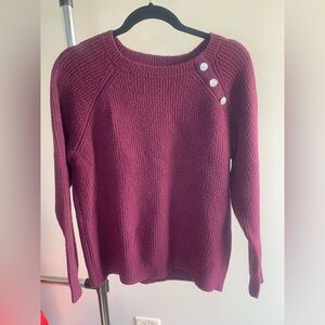 Knox Rose Purple Crew Neck Sweater with Ribbed Texture